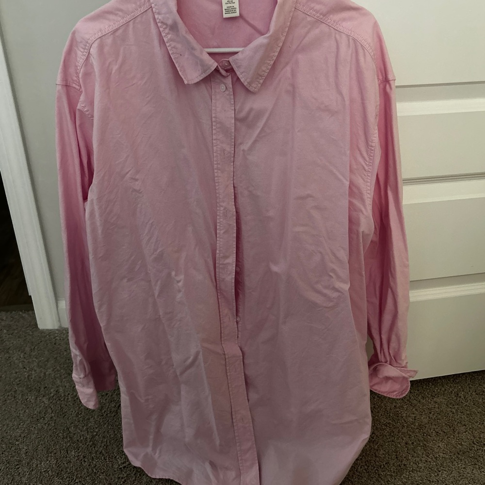 Oversized Pink Button-Up Shirt